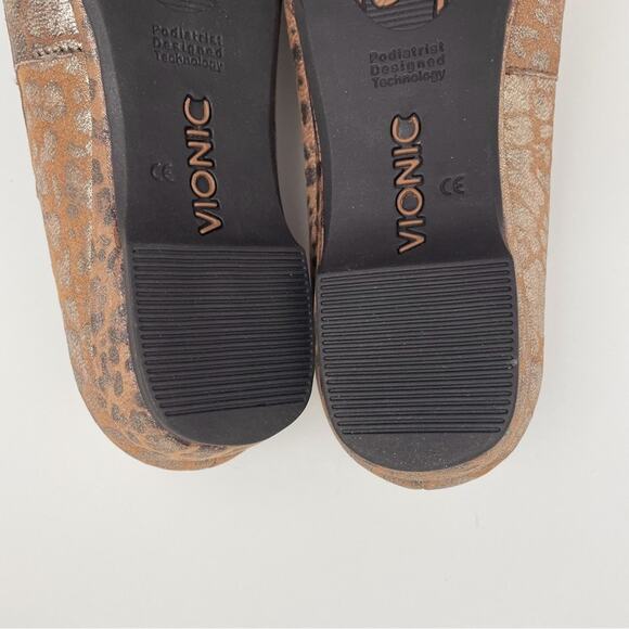 Ellie Leopard Flat in Leopard | Veronica Beard Vionic Olivia Orthopedic Ballet Flats Metallic Bronze Printed Leopard NWT 6.5
